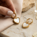 Amour Gold Heart Shell Earrings