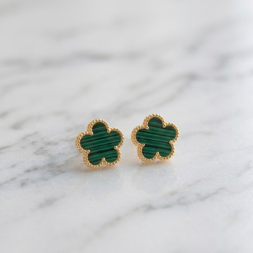 Gold & Green Clover Earrings